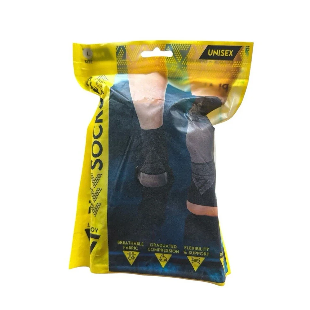 LANGOV Plantar Fasciitis Socks Adult Large + Massager Ball Graduated Compression